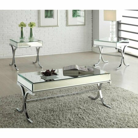 SALLE DE BAIN USA 22 x 21 x 21 in. Mirrored Top Tube End Table - Chrome SA2627065